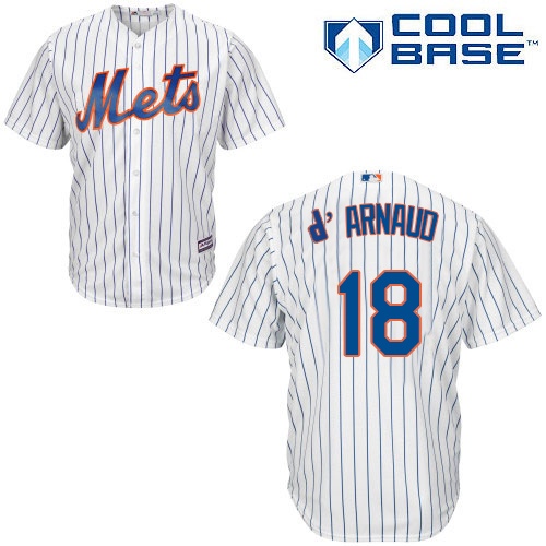 Mets #18 Travis d'Arnaud White(Blue Strip) Cool Base Stitched Youth MLB Jersey - Click Image to Close